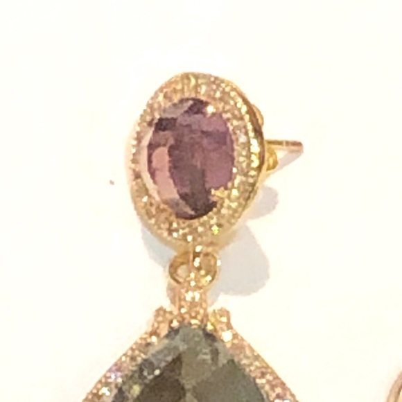 Faceted Labradorite and Purple Crystal Earrings - Picture 4 of 6